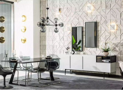 Design dining room 6x dining room chairs armchair complete dining group 9-piece